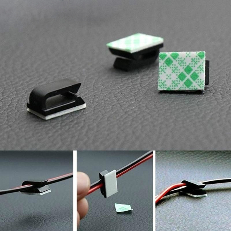 Cable Management Bag - Clip fijo autoadhesivo para coche, Cable