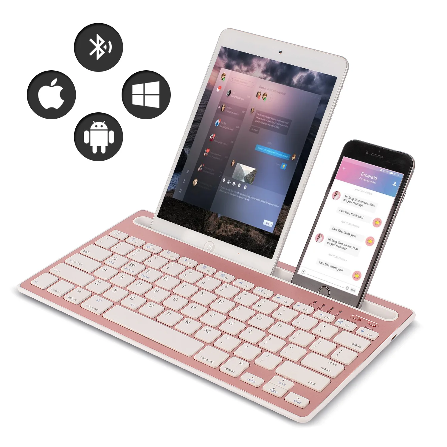 Laptop Ergonomic Accessories - Teclado Bluetooth Compatible con Sistemas Android/iOS/Windows,