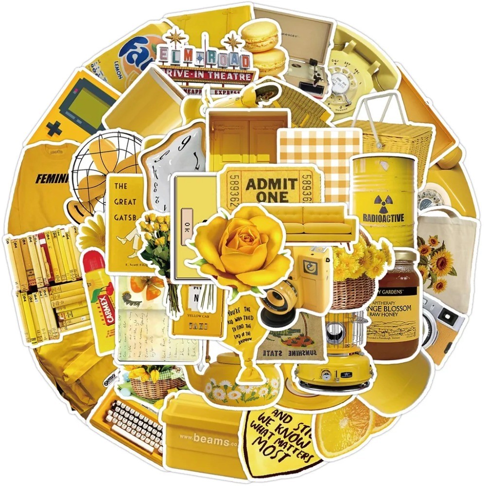 50 Pegatinas Estéticas Amarill - Yellow Laptop Accessories reseña y precio