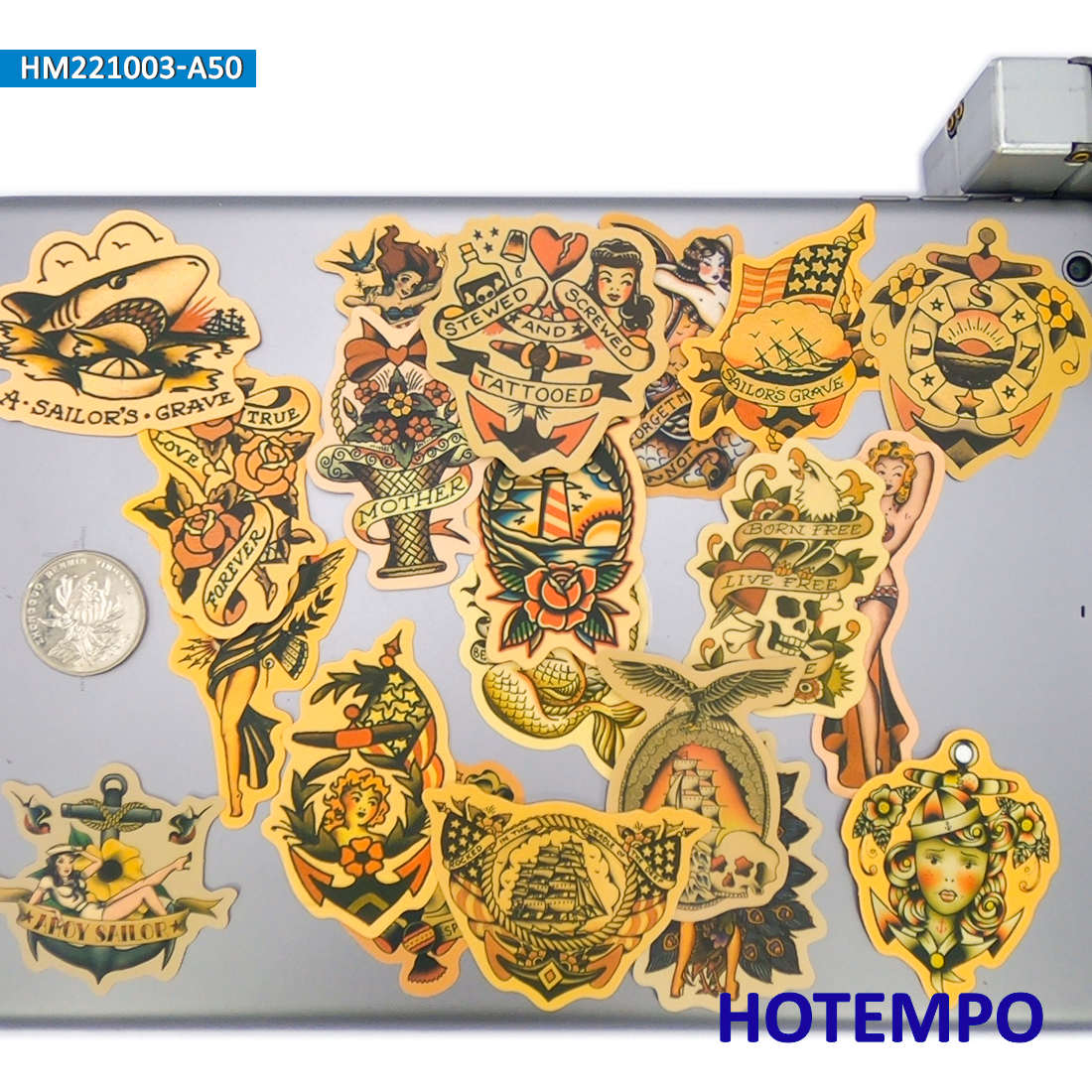 50 piezas, Calcomanías retro a - Yellow Laptop Accessories reseña y precio