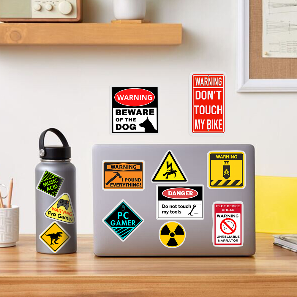 Pegatinas de advertencia extra - Yellow Laptop Accessories reseña y precio